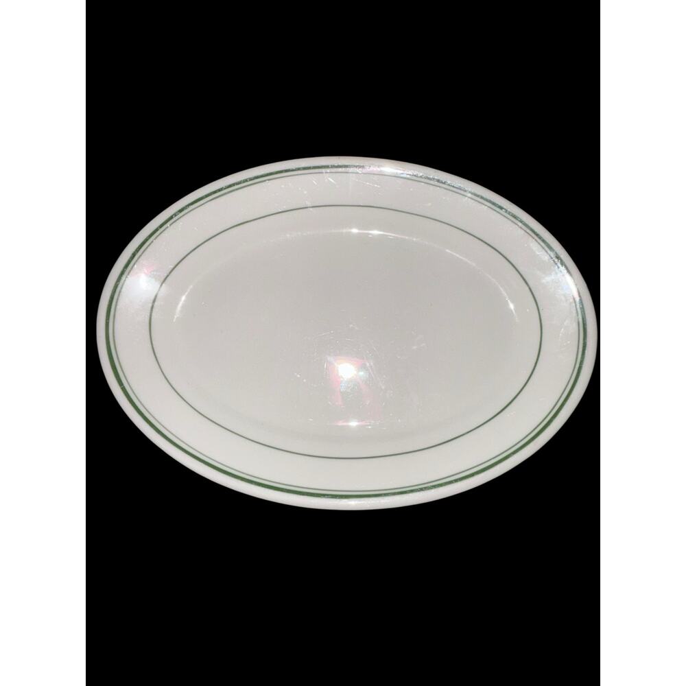 Homer Laughlin Oval Platter Ironstone Farmhouse Restaurant-ware Green Stripe